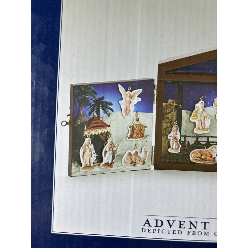 Fontanini Advent Calendar Nativity Set Wooden Stable Ornaments Complete 1266